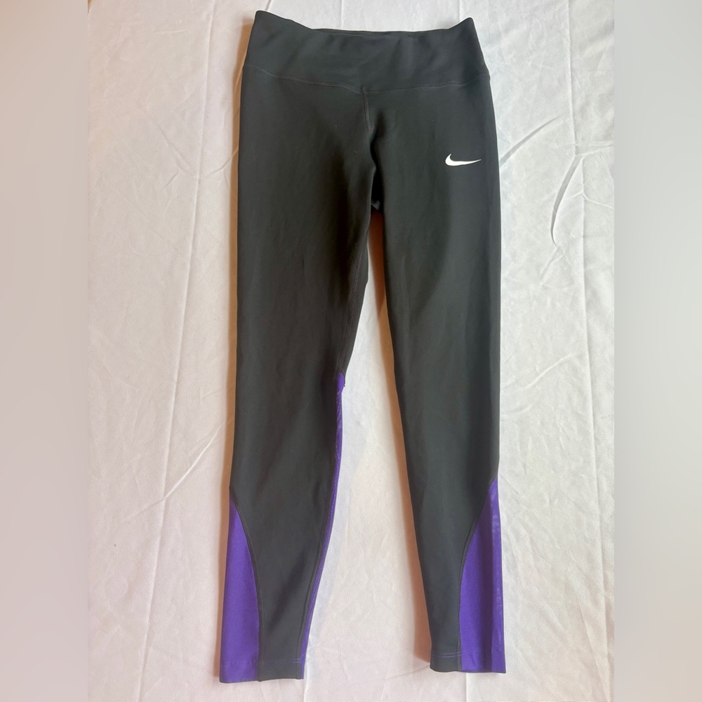 Nike Dri-FIT Gray and Purple Leggings Medium